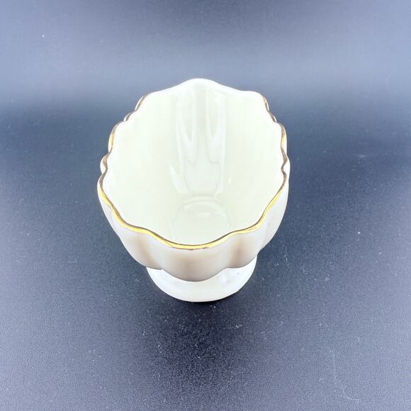 Lenox Ivory Scalloped Pedestal Bowl with Gold Trim – Handcrafted China – 4” - Picture 5 of 7